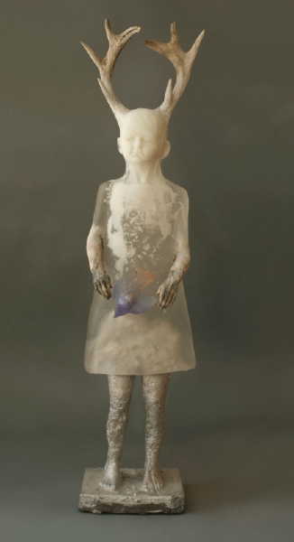 Nature Girl - cast glass, cast aluminum, ceramics,and antlers 46 x 11 x 7 inches Nature Girl - cast glass, cast aluminum, ceramics,and antlers 46 x 11 x 7 inches