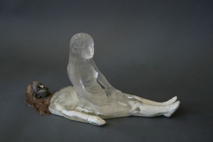 Christina Bothwell - When You Sleep cast glass and raku fired clay 9 x 19 x 8 inches When You Sleep cast glass and raku fired clay 9 x 19 x 8 inches